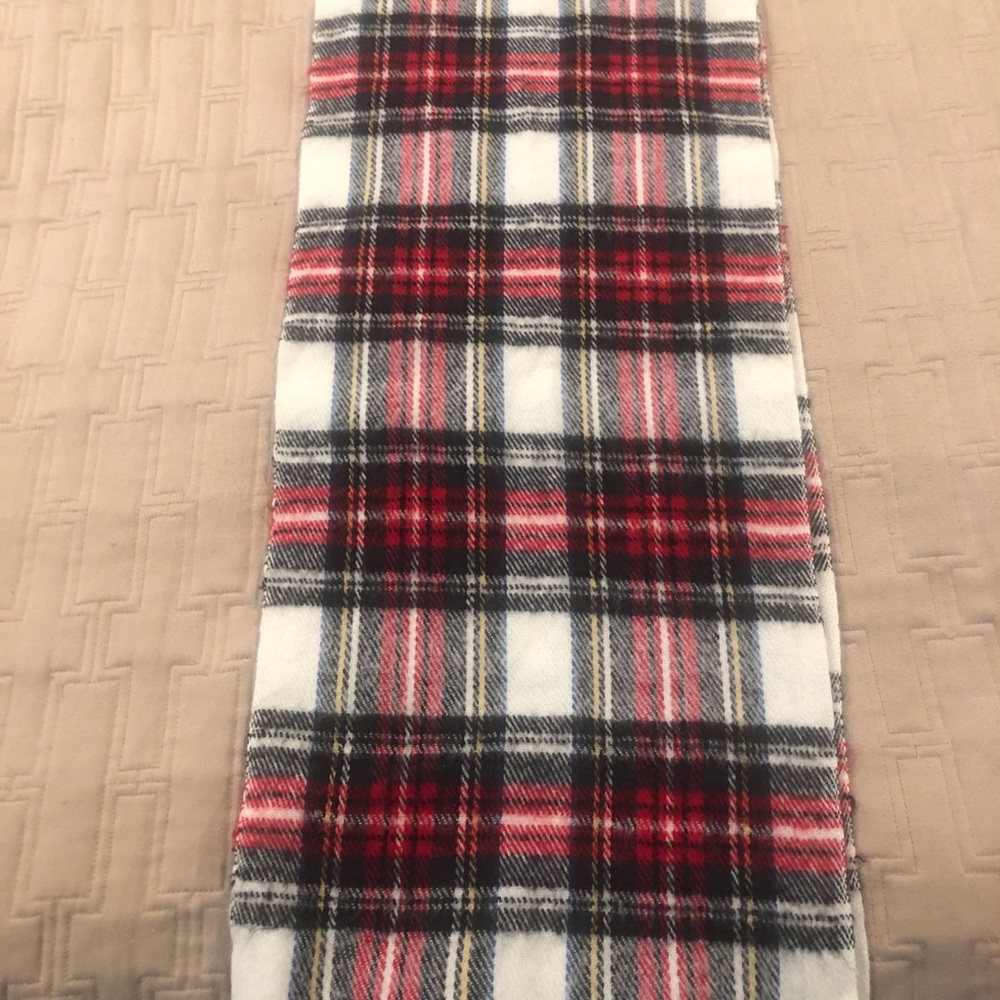 Plaid flannel scarf with fringe. Unisex